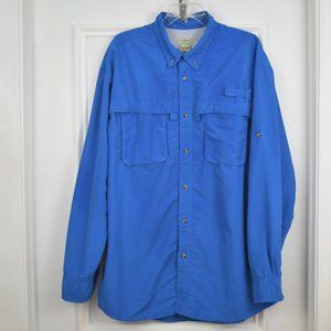 LL Bean Fishing Shirt Men XL Tropicwear Long Sleeve Vented Mesh Blue Outdoor